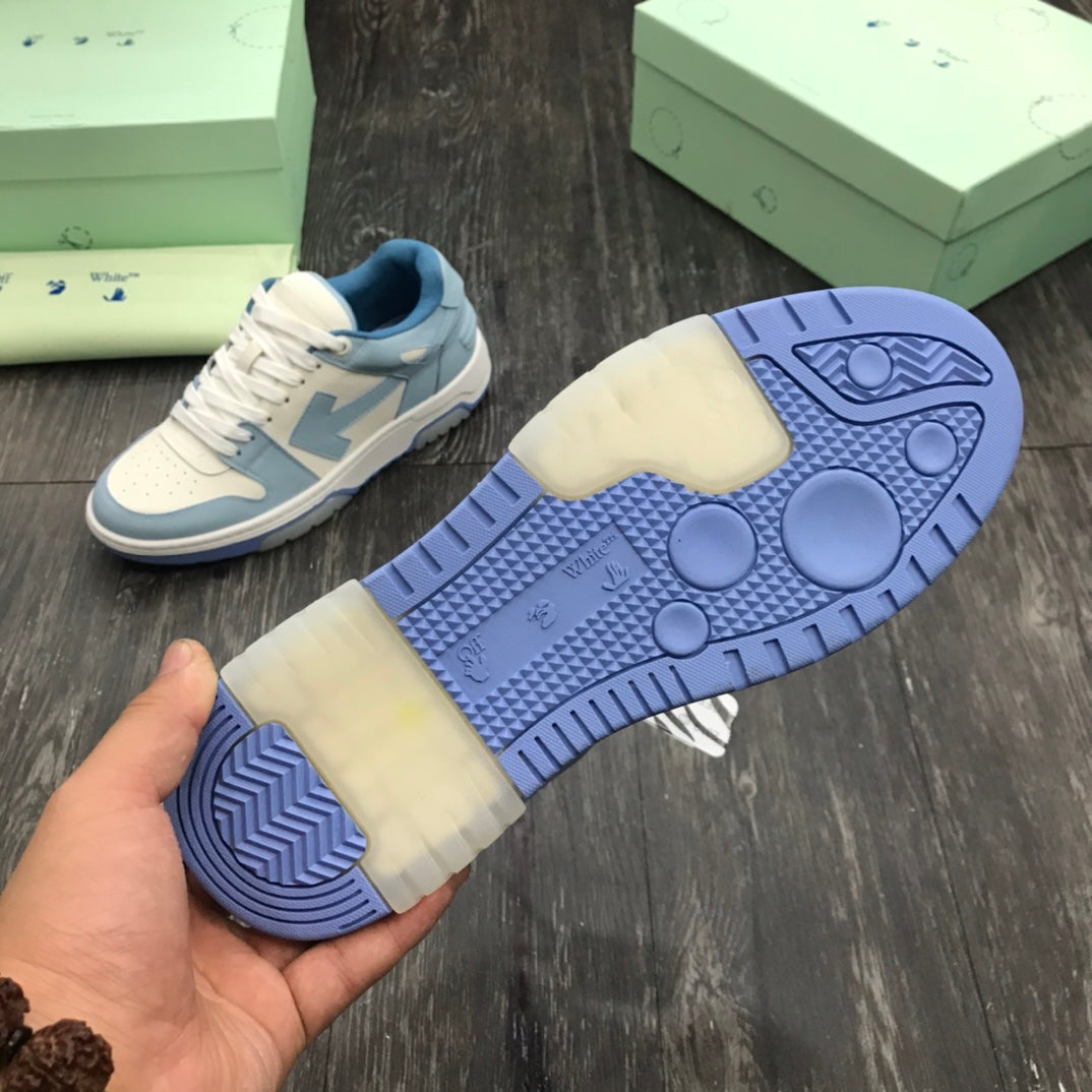 Off-White Out Of Office OOO Low Tops Calf Leather White Light Blue