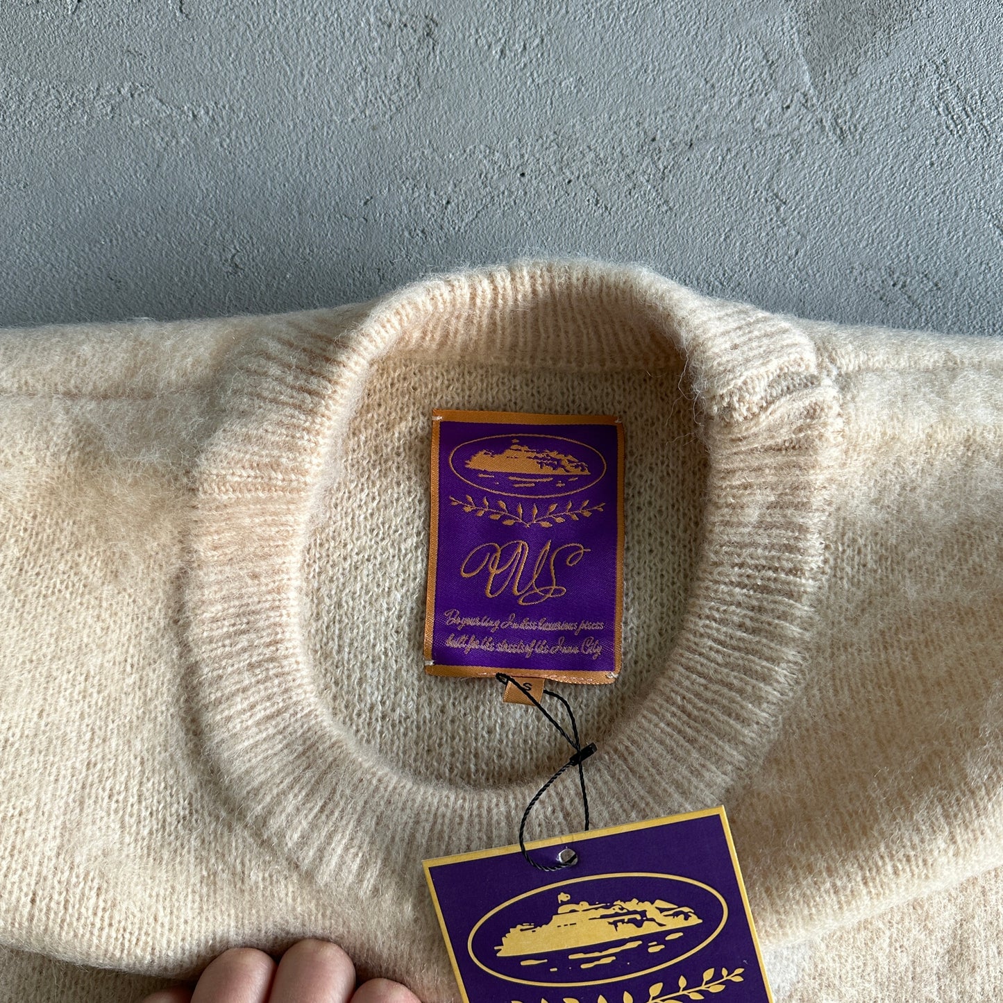 Corteiz C-Star Mohair Knit Sweater Cream