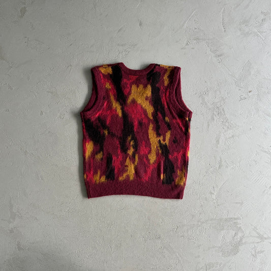 Corteiz Mohair Knit Vest Red Camo