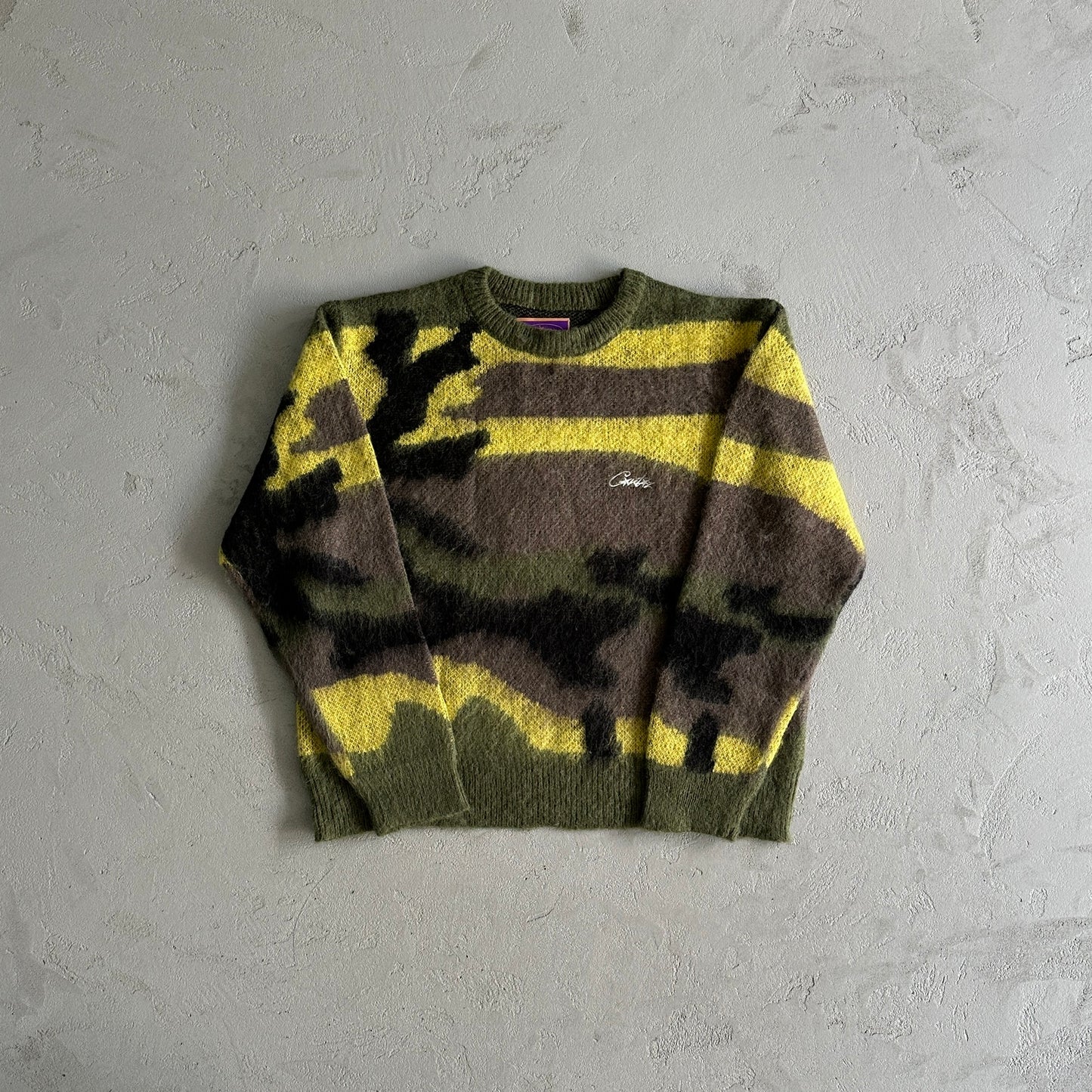 Corteiz Mohair Knit Sweater Green Camo