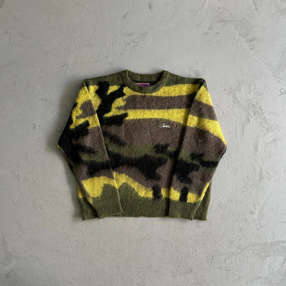 Corteiz Mohair Knit Sweater Green Camo