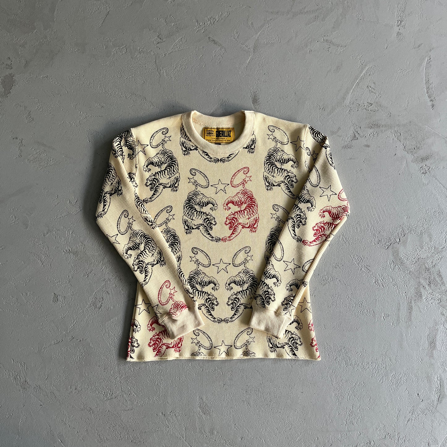 Corteiz Mens Tiger Waffle Longsleeve Cream