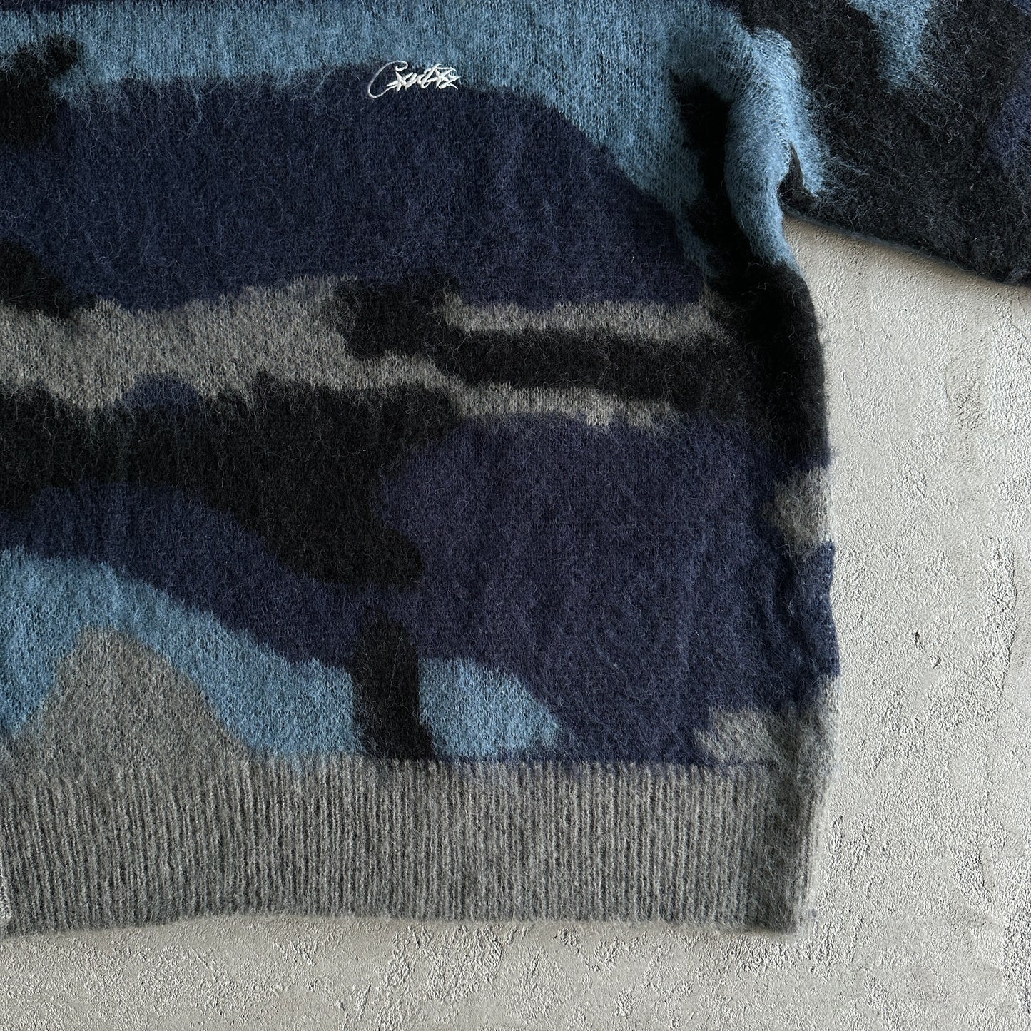 Corteiz Mohair Knit Sweater Ocean Camo