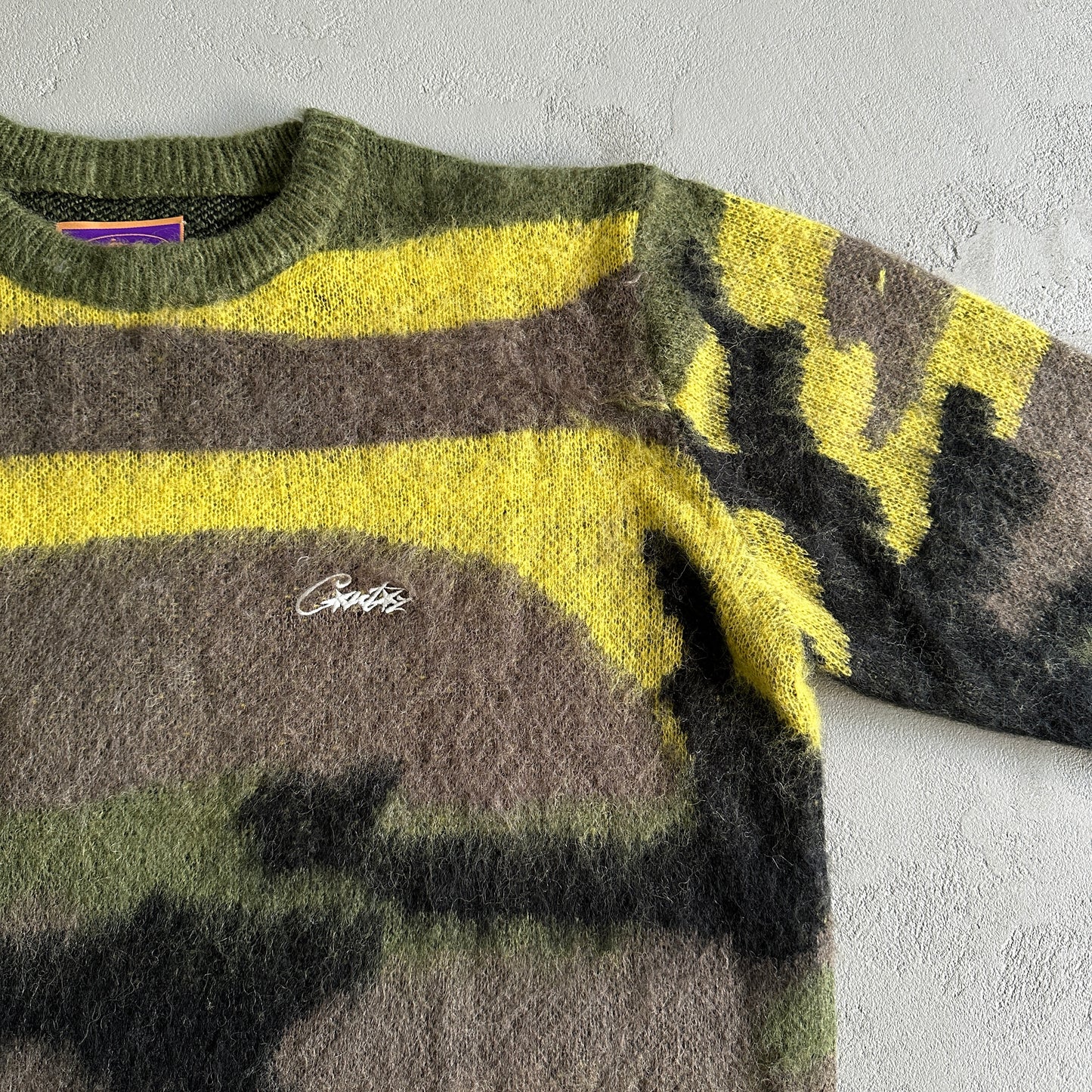 Corteiz Mohair Knit Sweater Green Camo