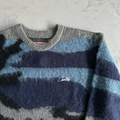 Corteiz Mohair Knit Sweater Ocean Camo