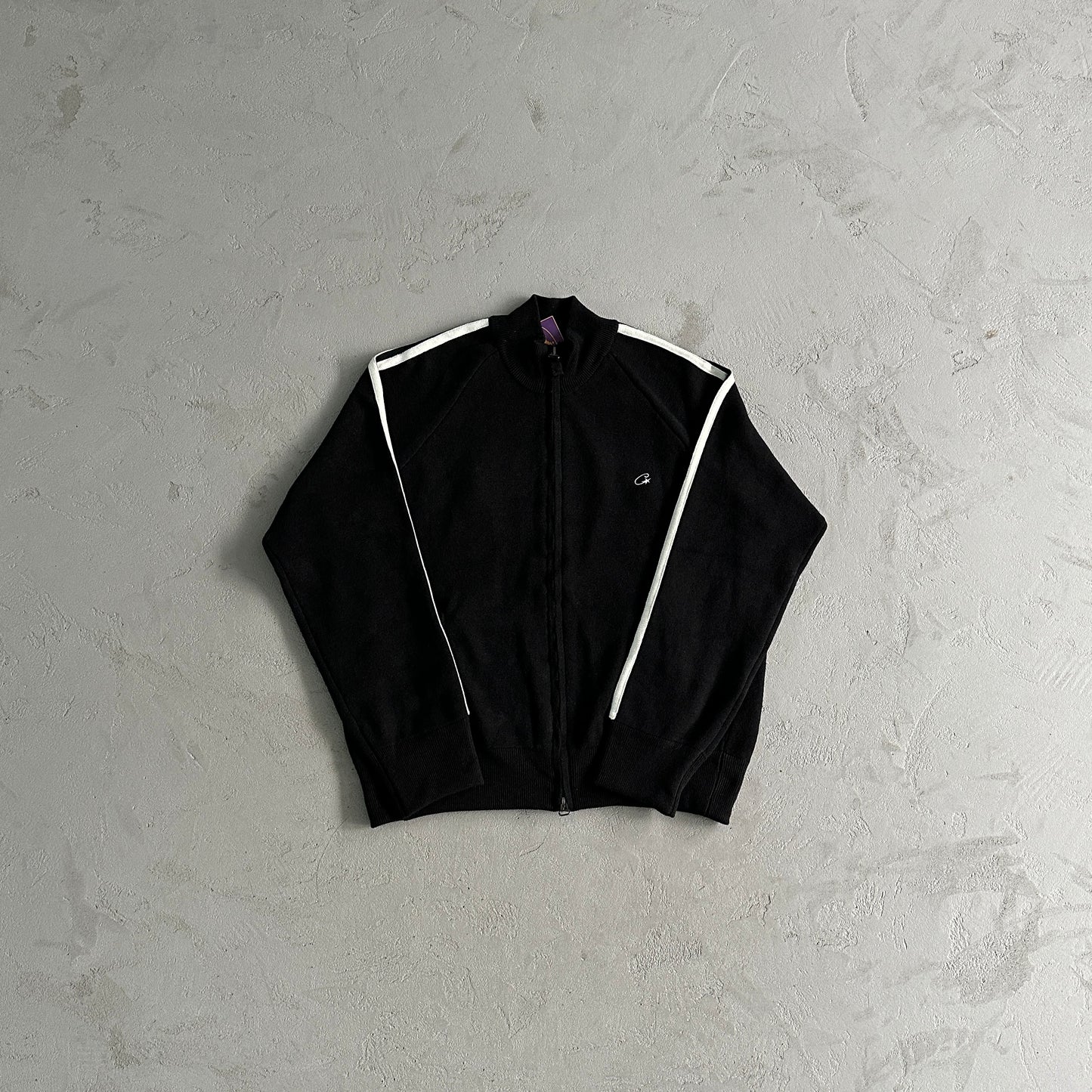Corteiz Knit-Zip Up Fleece Black