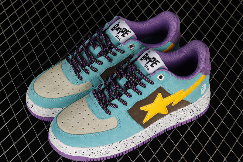 A Bathing Ape Bape Sta Teal Brown Yellow Suede