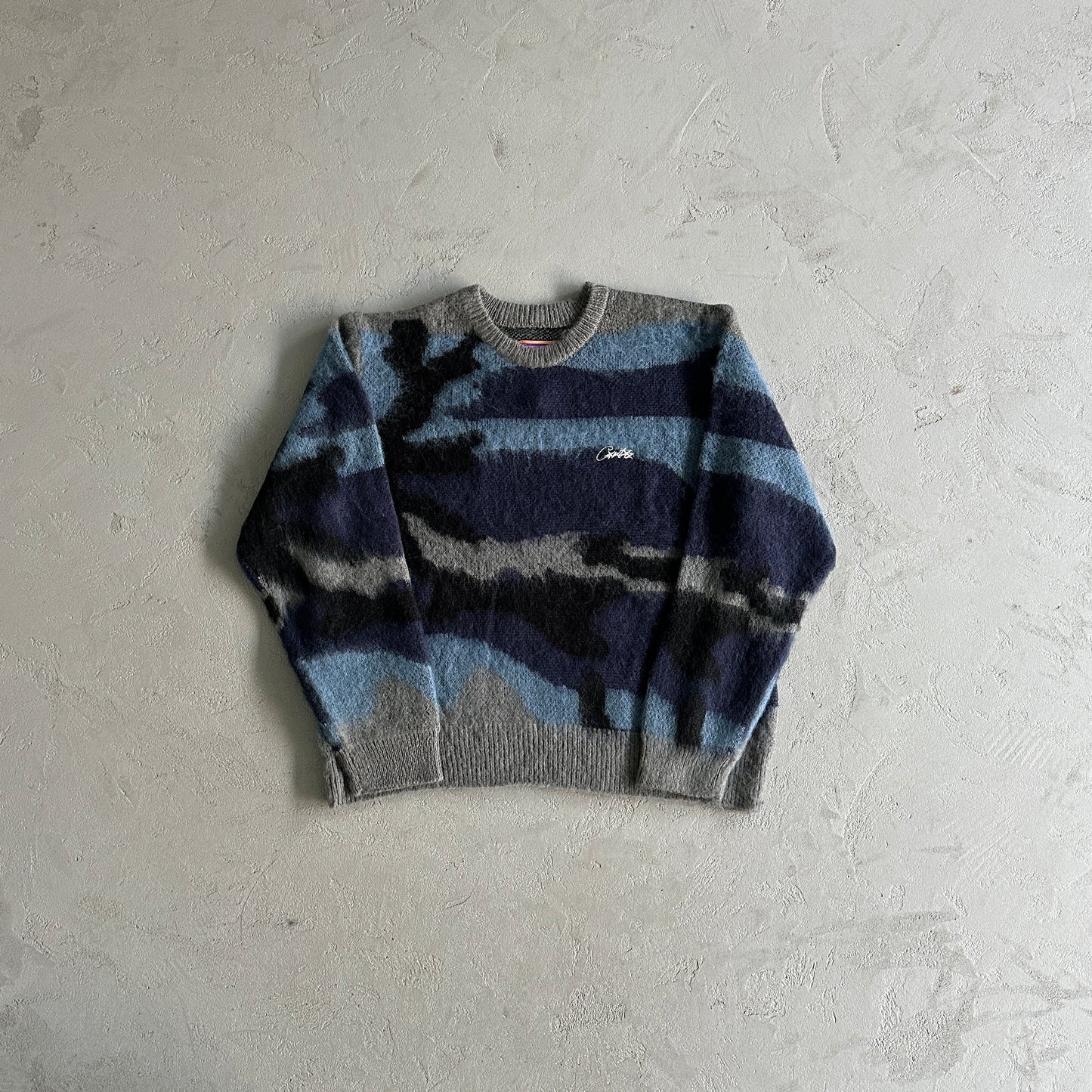 Corteiz Mohair Knit Sweater Ocean Camo