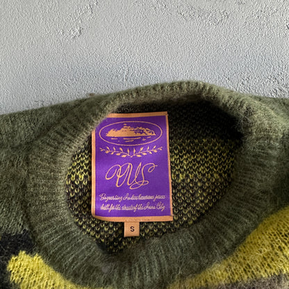 Corteiz Mohair Knit Sweater Green Camo