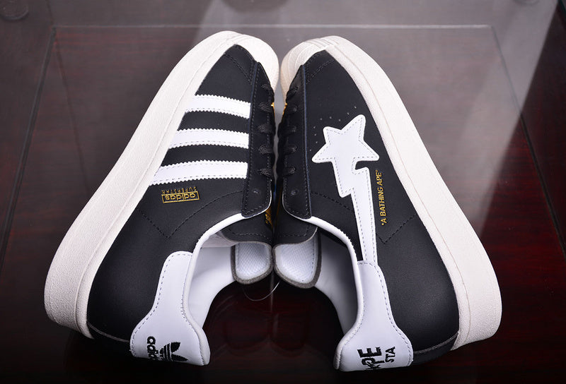 Adidas Superstar 80s Bape Black White Gold