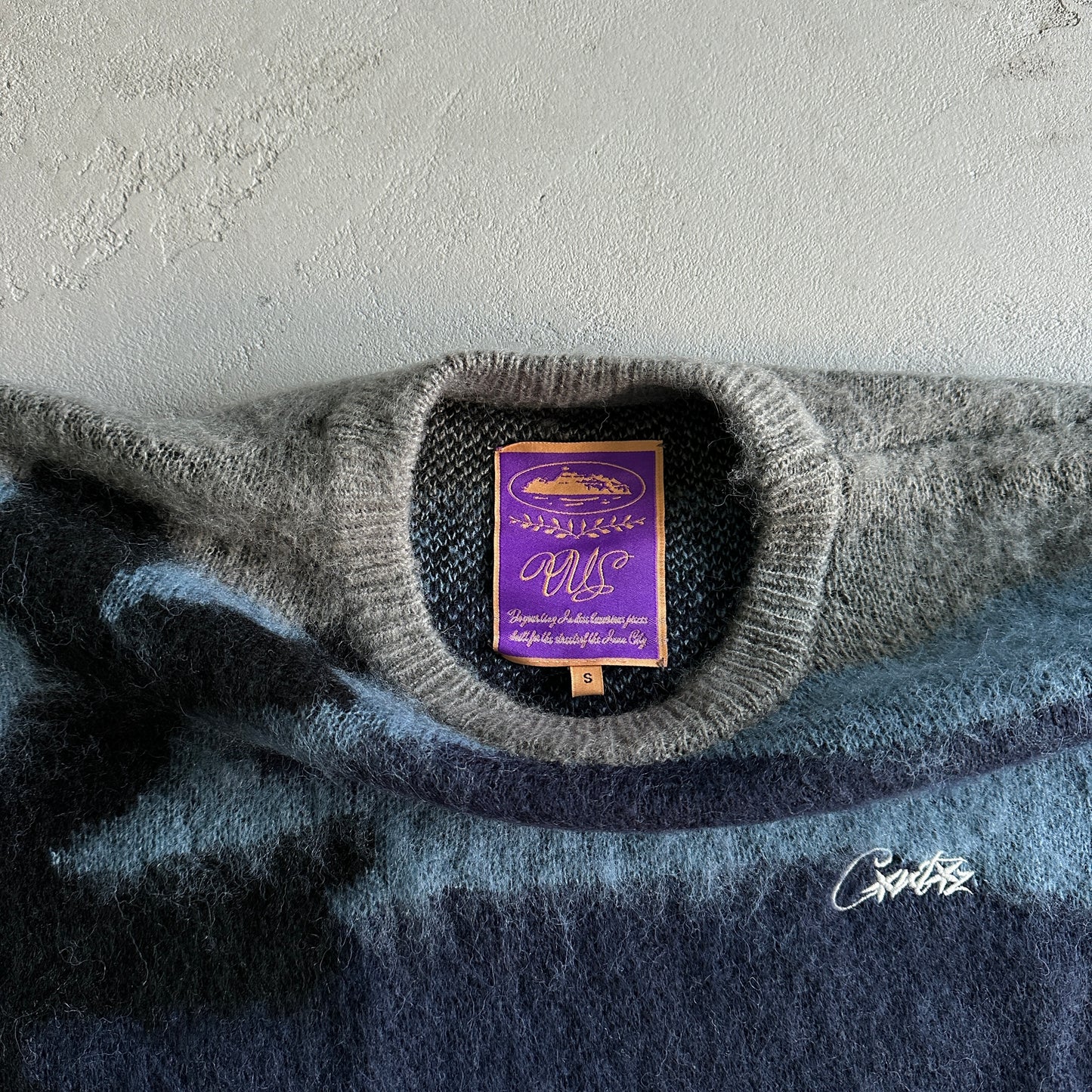 Corteiz Mohair Knit Sweater Ocean Camo