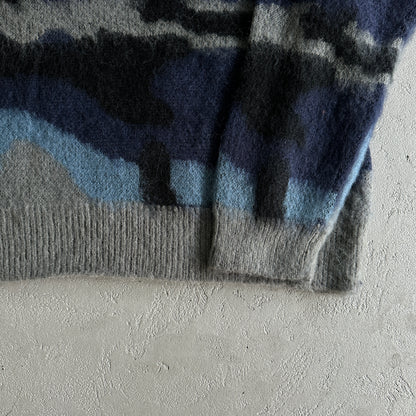Corteiz Mohair Knit Sweater Ocean Camo