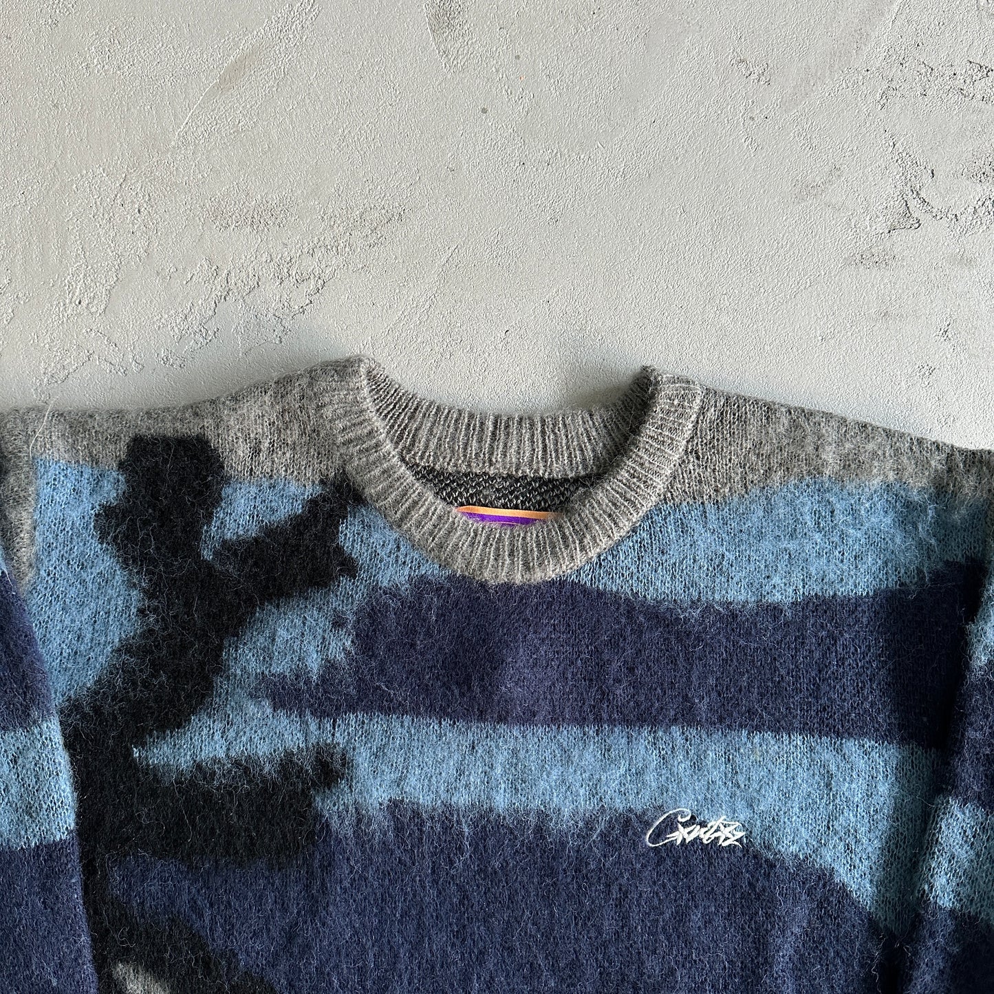 Corteiz Mohair Knit Sweater Ocean Camo