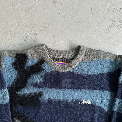 Corteiz Mohair Knit Sweater Ocean Camo