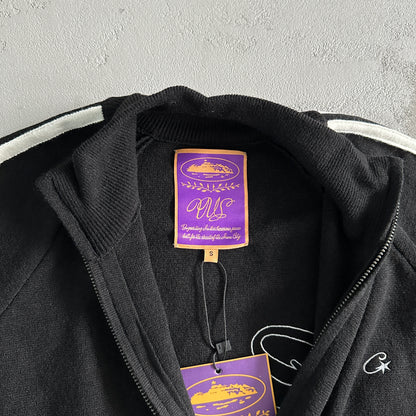 Corteiz Knit-Zip Up Fleece Black