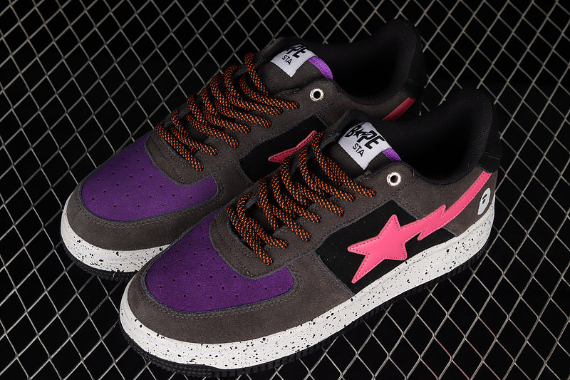 A Bathing Ape Bape Sta Black Grey Pink Suede